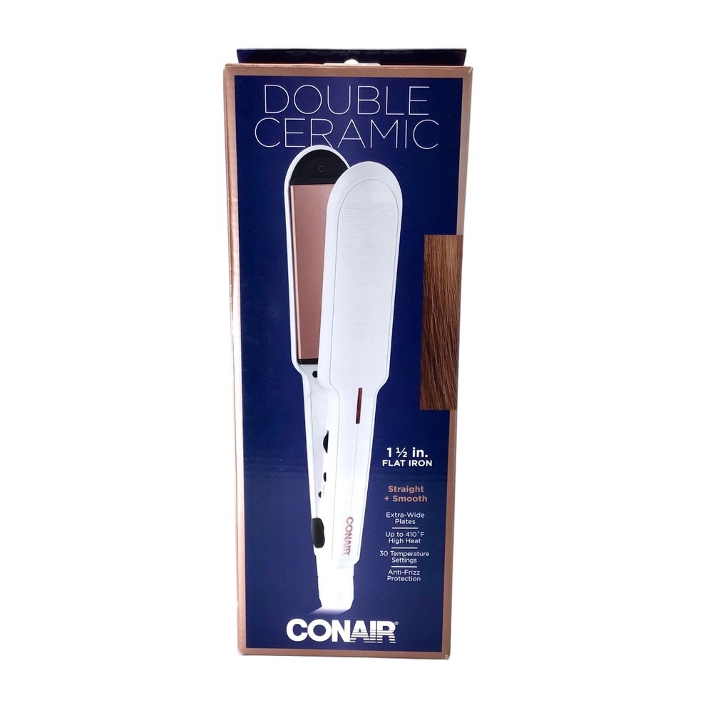 Conair‎ Double Ceramic 1 1/2 Inch Flat Iron Hair Straightener Extra Wide Plates